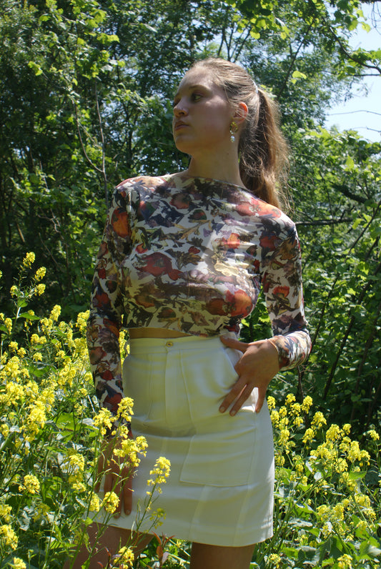 Top en mesh - Tissu Fleuris