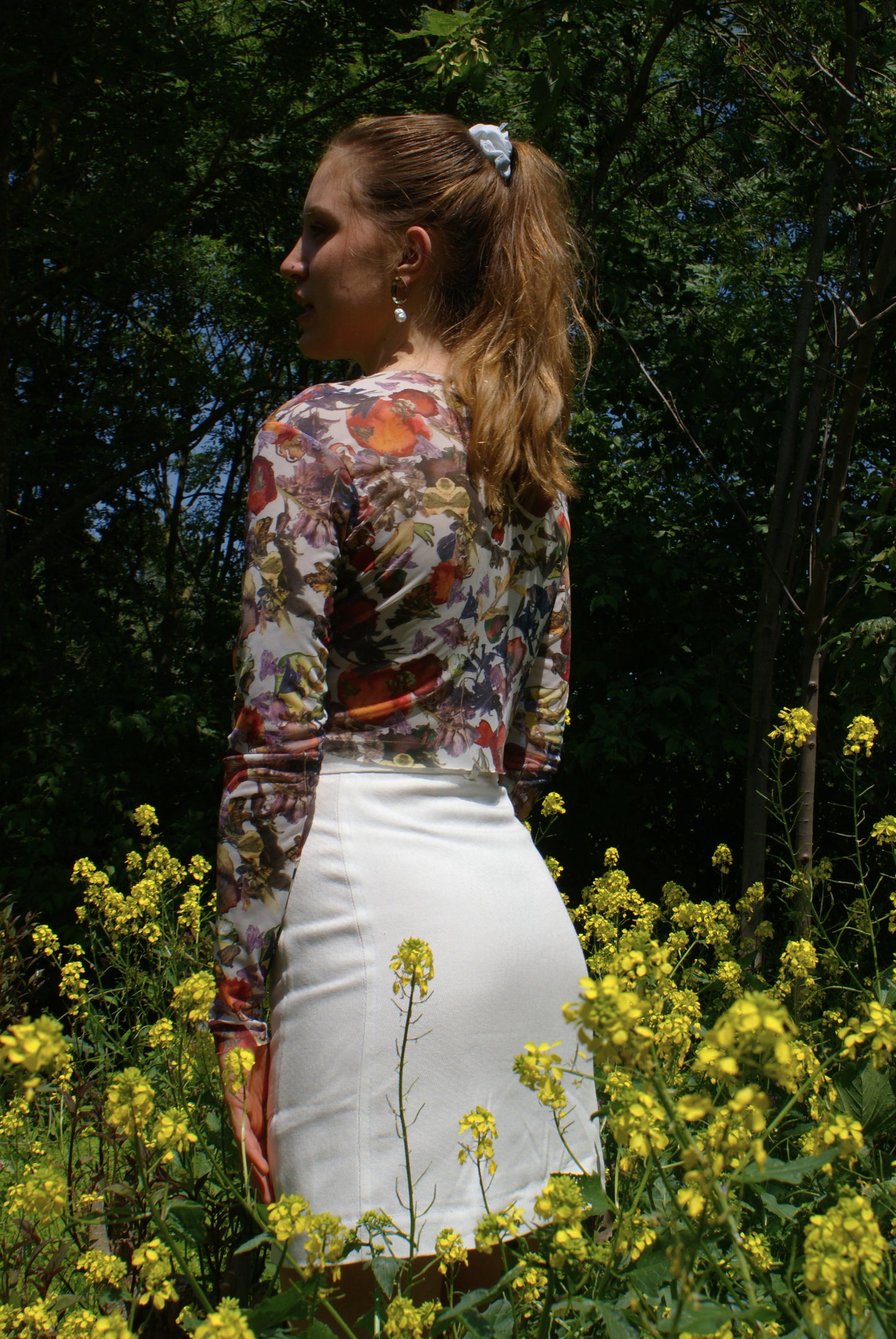 Top en mesh - Tissu Fleuris